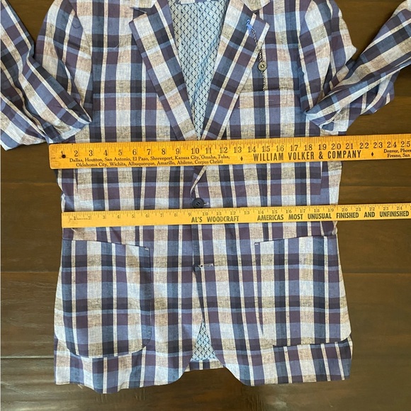 New Tailorbyrd linen blend check pattern 2 button sports coat men’s size 40R - Picture 6 of 8